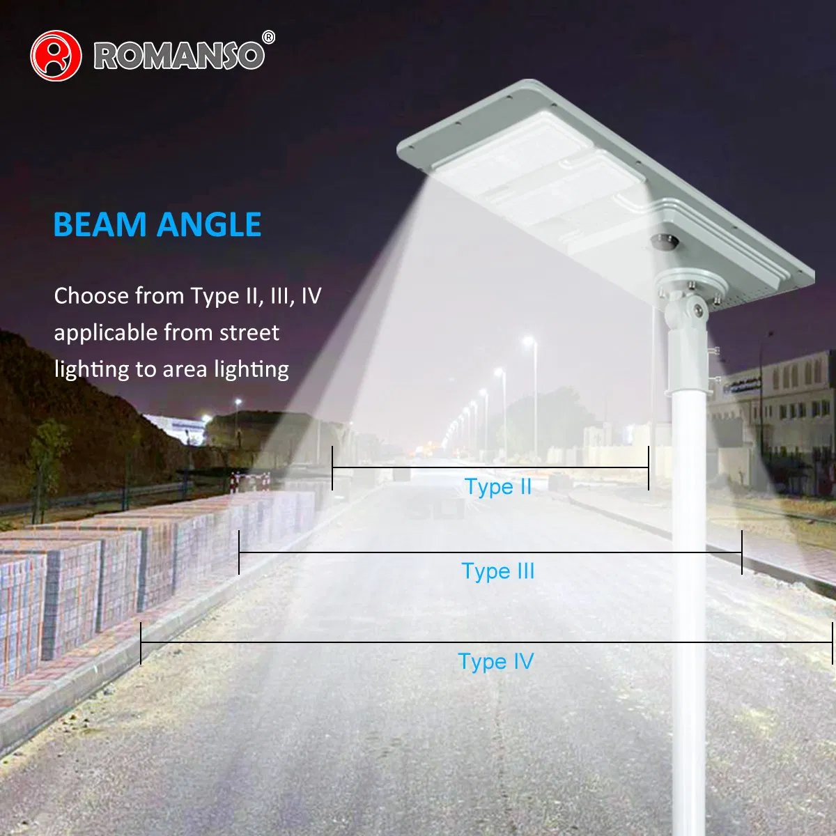 رومانسو IP65 إضاءة شمسية LED عالية اللمعان 160lm/W 20W 30W للمسار