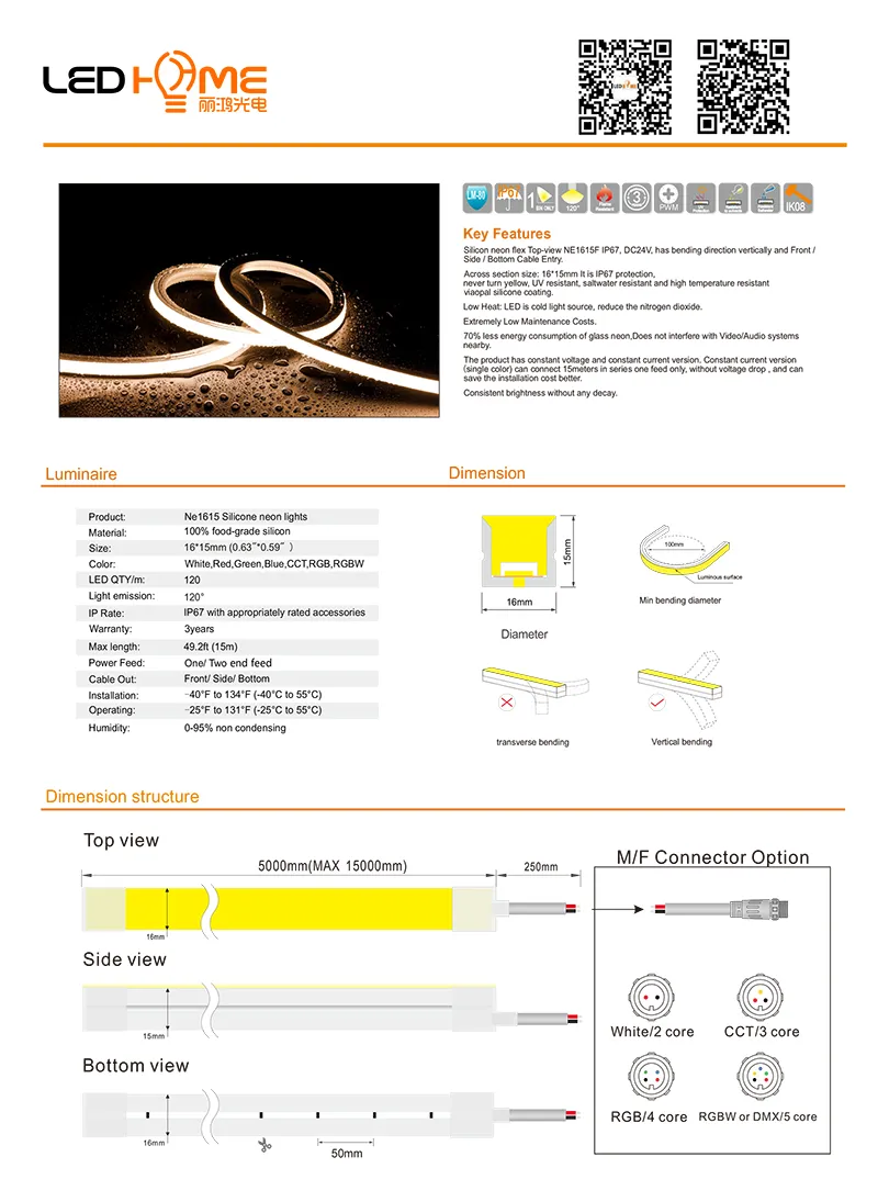 أنبوب سيليكون مقاوم للماء LED نيون
