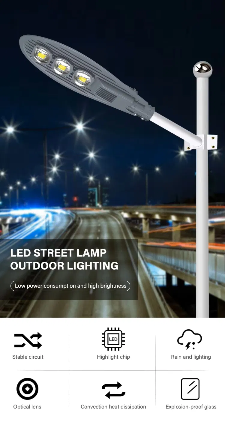 إضاءة خارجية LED للطريق عالية السطوع مصنوعة من الألمنيوم المصبوب IP66 مصباح رأس كوبرا لإضاءة الشوارع لممرات المجتمع