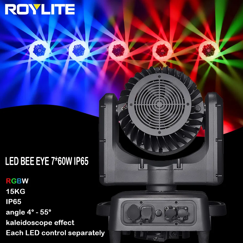 IP65 إضاءة مسرح 7PCS 60W ضوء متحرك بزاوية شعاع وغسل مع تأثير هالة خيط مساعد مدمج