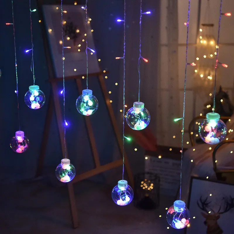 أضواء خيط عيد الميلاد الذكية الشخصية مع ستارة صور دافئة بيضاء 300LED 8 وضع