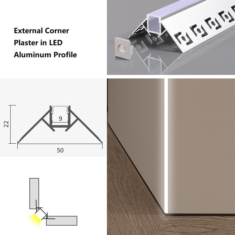 إطار إضاءة LED مخصص من الألمنيوم مع تركيب مخفي لشريط LED للتصميم الداخلي