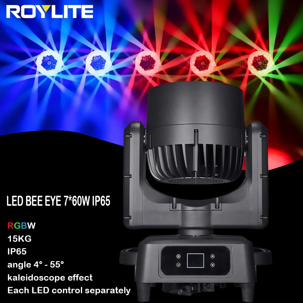 IP65 إضاءة مسرح 7PCS 60W ضوء متحرك بزاوية شعاع وغسل مع تأثير هالة خيط مساعد مدمج