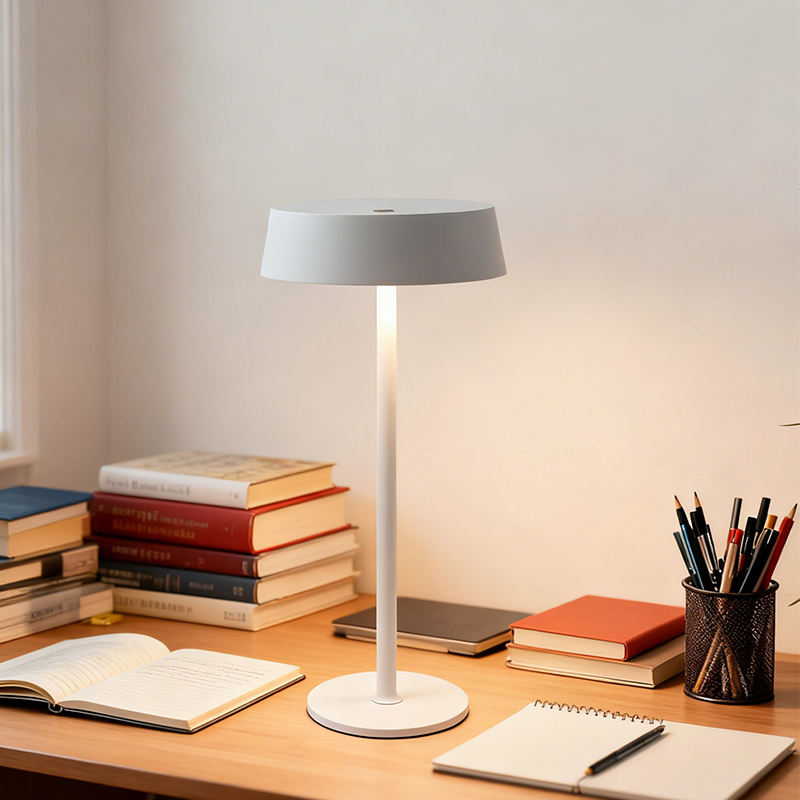 مصباح طاولة LED قابل لإعادة الشحن بدون سلك مع تحكم باللمس - ضوء مكتبي قابل للتعتيم بتصميم بسيط للاستخدام في المنزل، المكتب، غرفة النوم وغرفة المعيشة