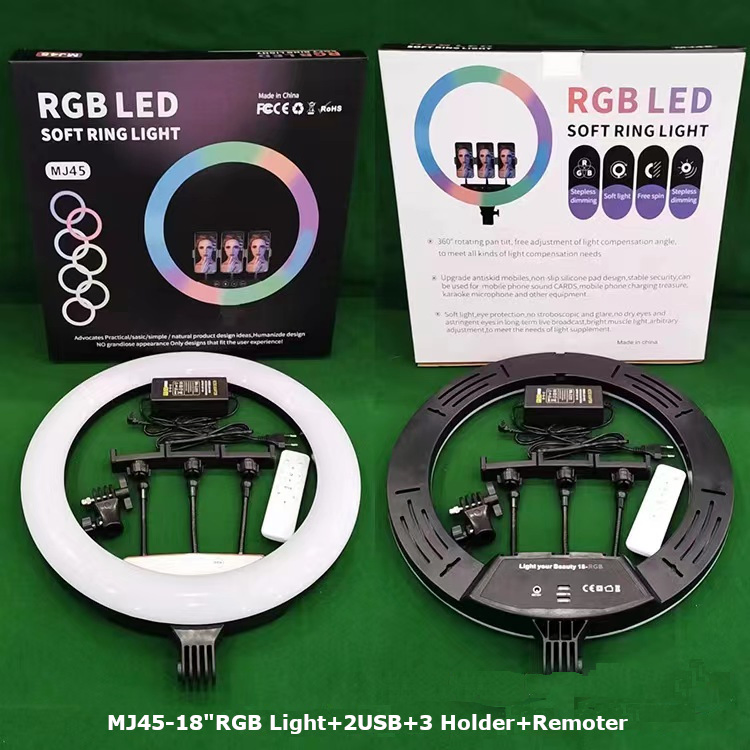 14 ضوء حلقة RGB بقطر إنش لجمال الفيديو واستوديو التصوير وضوء فلاش LED سيلفي مع 2.1m ضوء البث المباشر مع حامل ثلاثي الأرجل