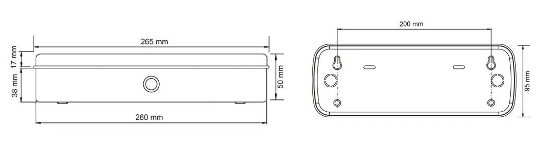 أبعاد إضاءة الطوارئ LED