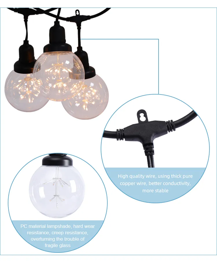 سلسلة أضواء LED الملونة دافئة بيضاء زينة عيد الميلاد G125 أضواء سلسلة LED