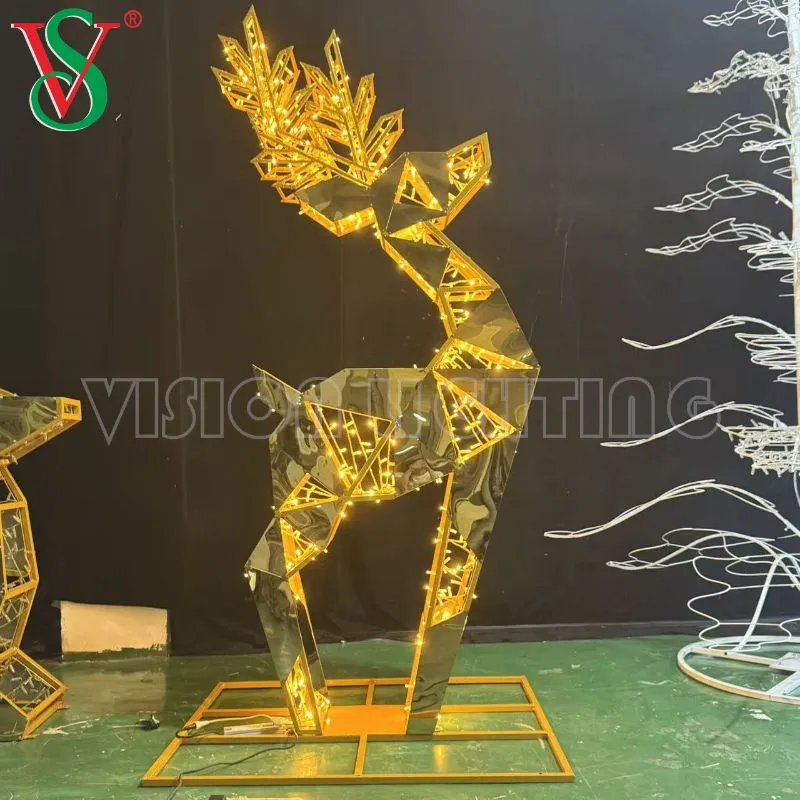 أضواء زينة عيد الميلاد الخارجية على شكل غزال عملاق مضاء بتقنية LED
