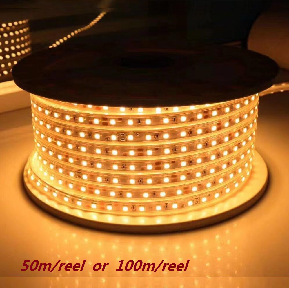 شريط ضوء LED عالي الجودة بجهد عالي، أبيض دافئ، أبيض بارد، RGB، شريط ضوء زخرفي، شريط ضوء LED مقاوم للماء للإضاءة المنزلية والتجارية