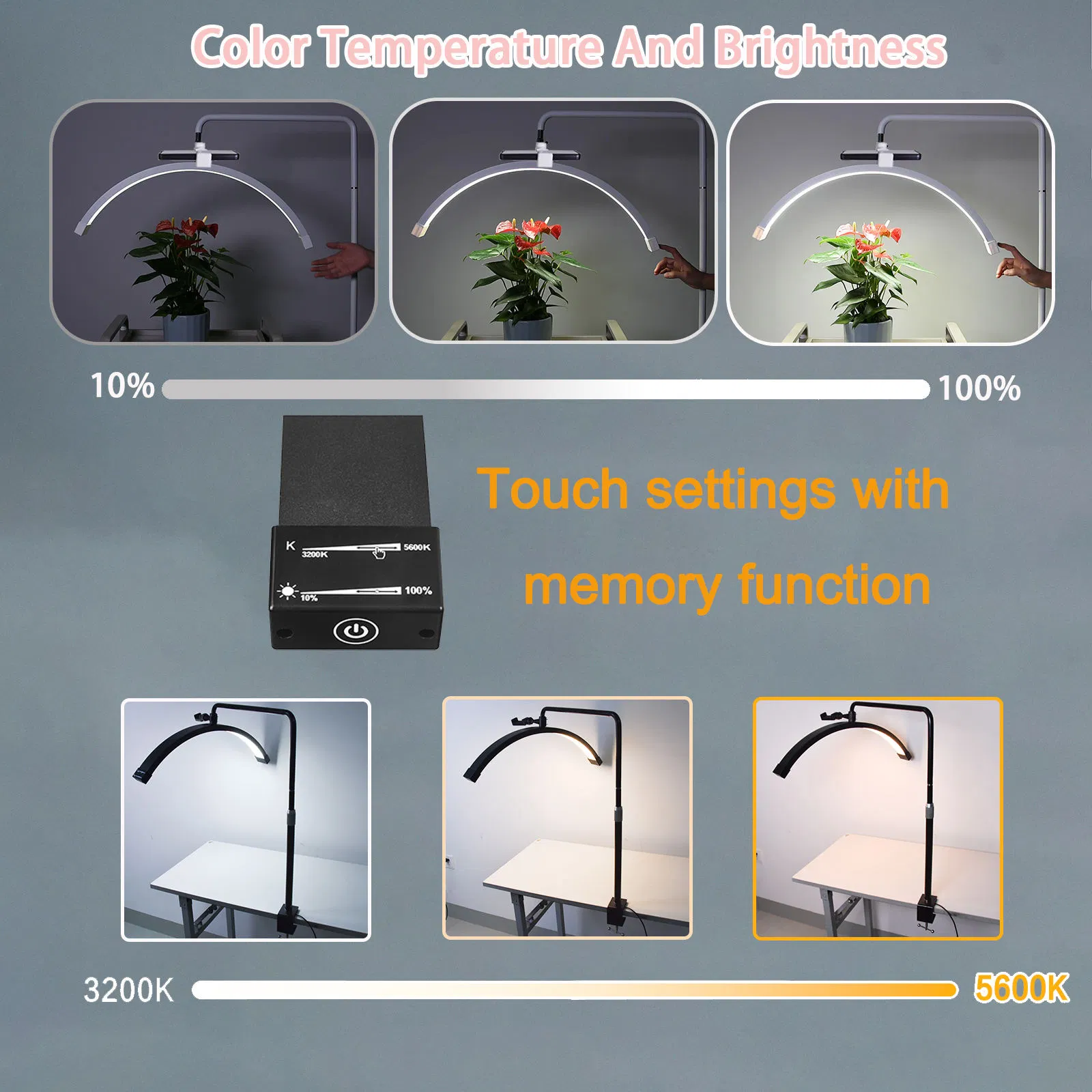 مصباح مكتب للأظافر LED على شكل نصف قمر لمناكير الأظافر والتاتو