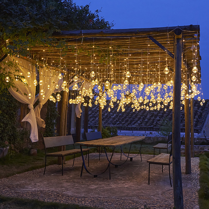 أضواء خيط عيد الميلاد الذكية الشخصية مع ستارة صور دافئة بيضاء 300LED 8 وضع