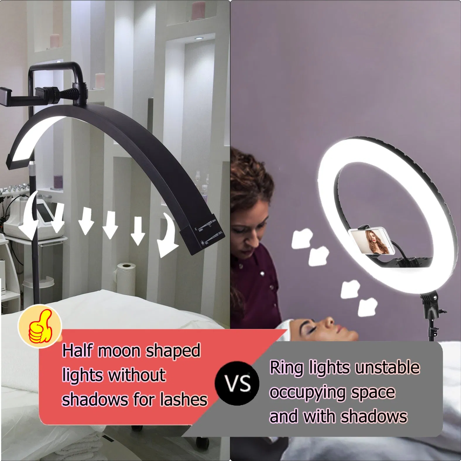 مصباح مكتب للأظافر LED على شكل نصف قمر لمناكير الأظافر والتاتو