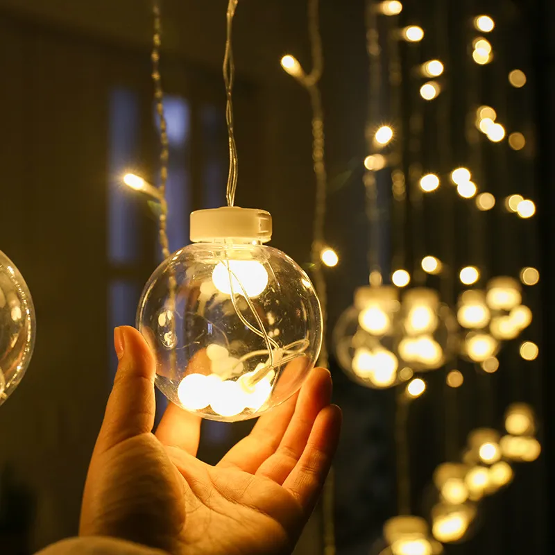 أضواء خيط عيد الميلاد الذكية الشخصية مع ستارة صور دافئة بيضاء 300LED 8 وضع
