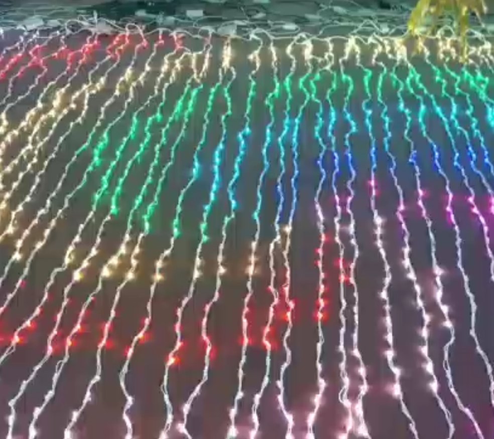 أضواء زينة عيد الميلاد من نوع RGB مع وحدة تحكم ذكية، أضواء ستائر