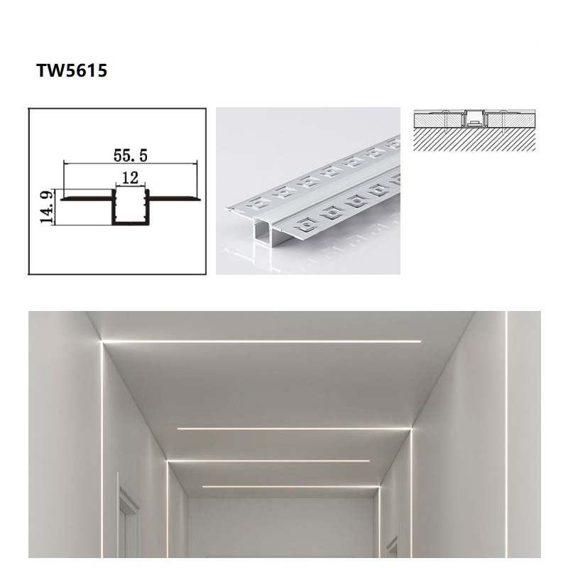 إطار إضاءة LED مخصص من الألمنيوم مع تركيب مخفي لشريط LED للتصميم الداخلي