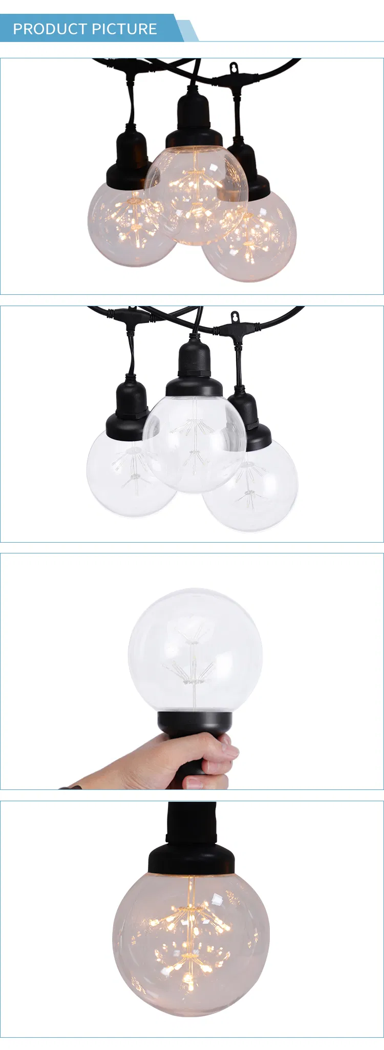 سلسلة أضواء LED الملونة دافئة بيضاء زينة عيد الميلاد G125 أضواء سلسلة LED