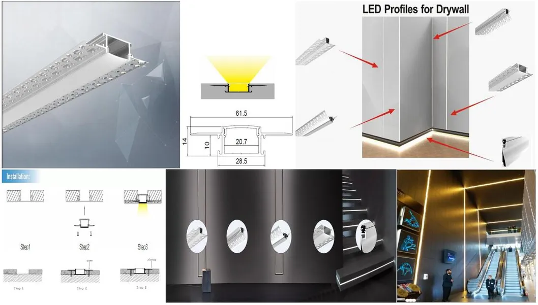 إعلان تزيين خزانة تركيب DIY سقف مدمج مثبت على السطح جدار أرضي شريط ألومنيوم رفيع DC24V DC12V ضوء شريط LED