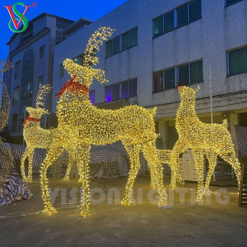 أضواء زينة عيد الميلاد الخارجية على شكل غزال عملاق مضاء بتقنية LED