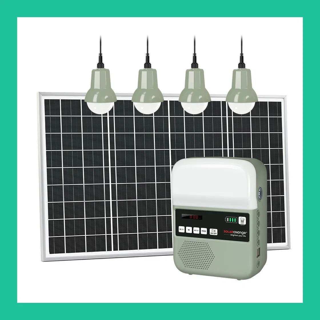 فيراسول معتمد الكل في واحد حل إضاءة شمسية متعدد الاستخدامات 25W مع مصابيح LED ومصباح يدوي وراديو مدمج للاستخدام الخارجي والداخلي