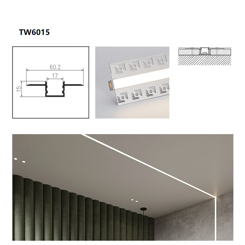 إطار إضاءة LED مخصص من الألمنيوم مع تركيب مخفي لشريط LED للتصميم الداخلي