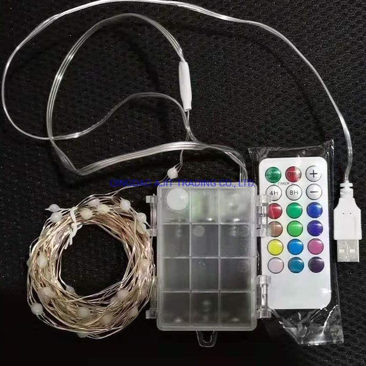 مصباح سلكي مزود ببطارية زر مصباح LED ملون لتزيين الأضواء