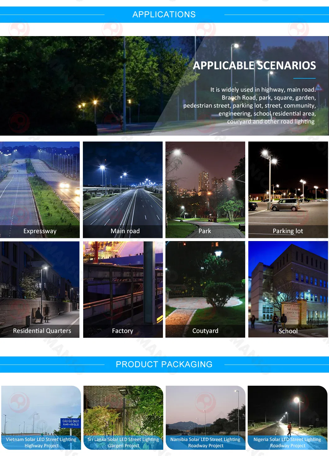 أبعاد إضاءة شمسية LED