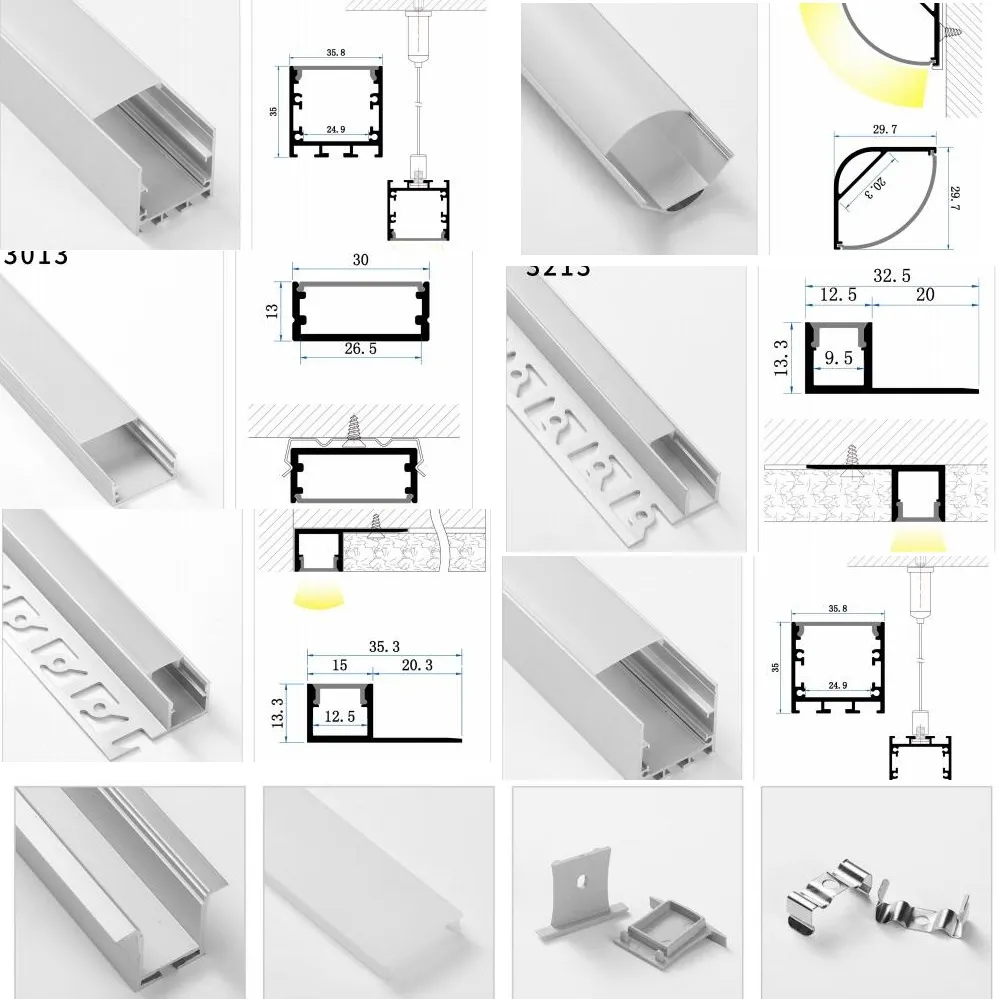 إعلان تزيين خزانة تركيب DIY سقف مدمج مثبت على السطح جدار أرضي شريط ألومنيوم رفيع DC24V DC12V ضوء شريط LED