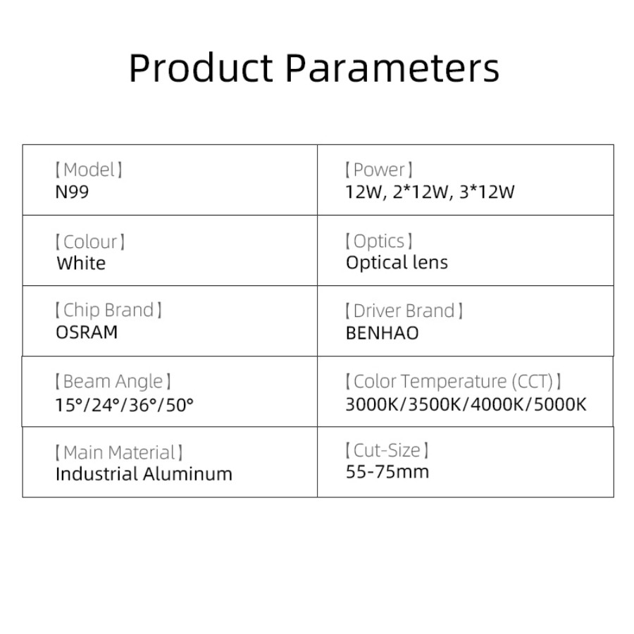 75-77mm ضوء LED مدمج قابل للتعديل، حلقة لامعة بيضاء، قابل للتعتيم، تركيب سهل للديكور الداخلي الحديث