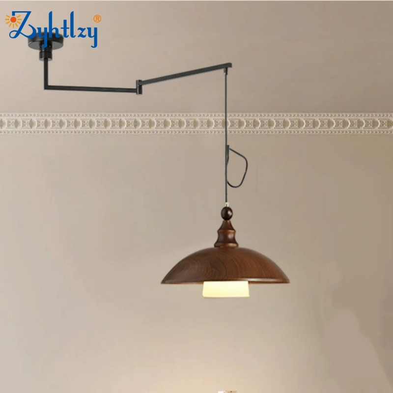 مصباح معلق من الحديد قابل للتعديل على شكل ذراع متأرجح من الجوز الياباني (ZY-C031)