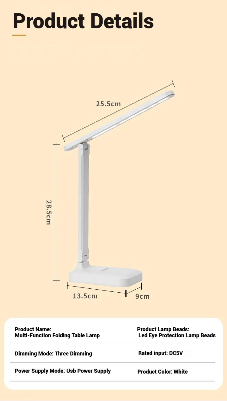 مصباح مكتب LED متعدد الاستخدامات مع حماية للعين وشحن USB