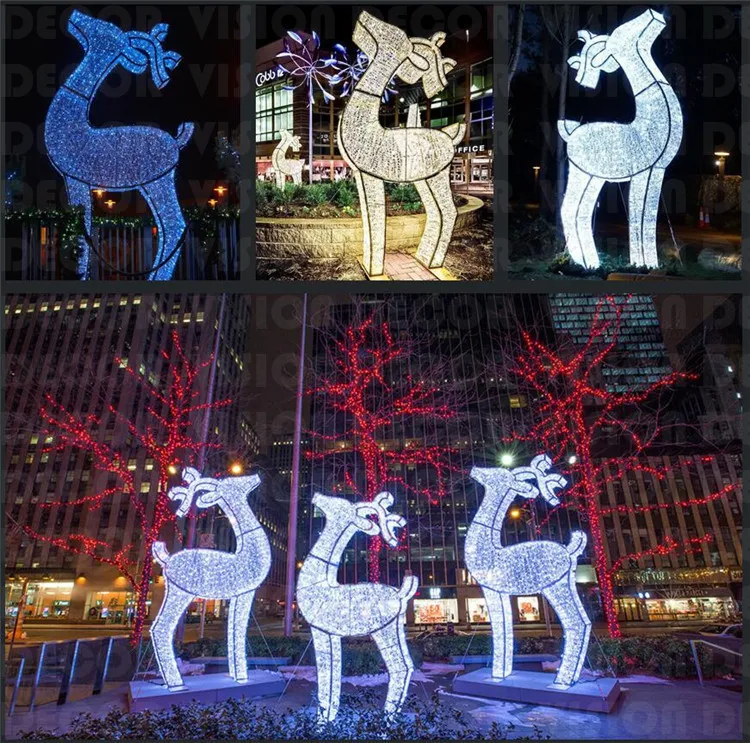 أضواء زينة عيد الميلاد الخارجية على شكل غزال عملاق مضاء بتقنية LED