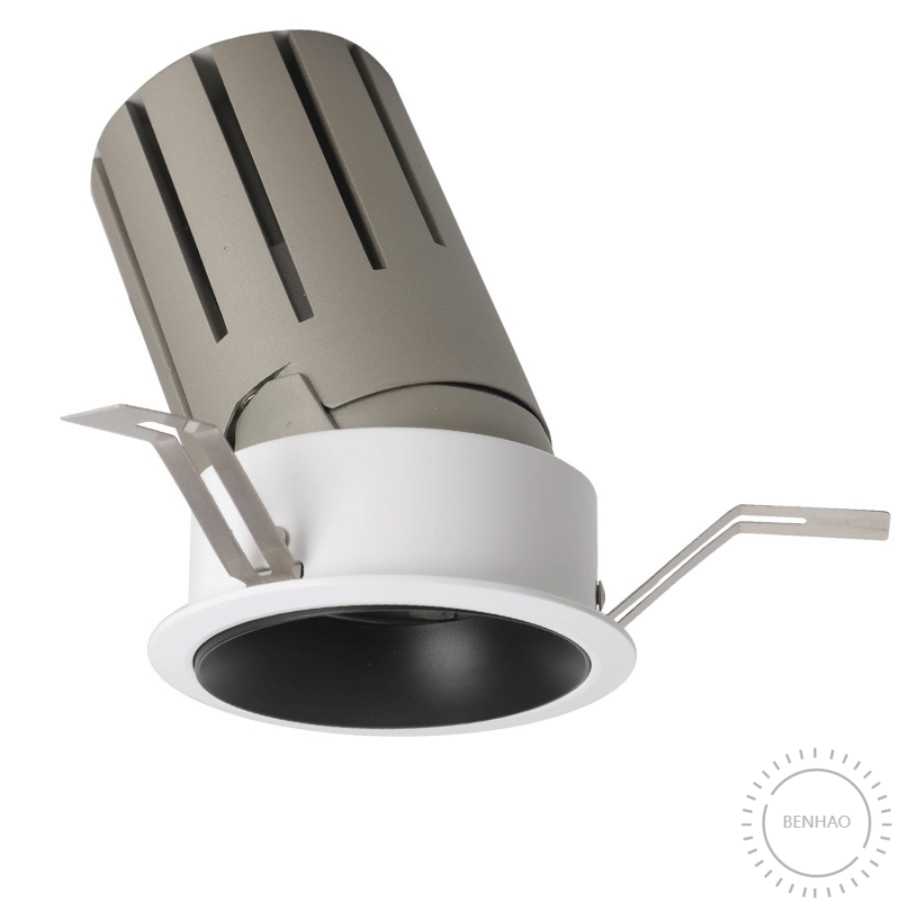75-77mm ضوء LED مدمج قابل للتعديل، حلقة لامعة بيضاء، قابل للتعتيم، تركيب سهل للديكور الداخلي الحديث