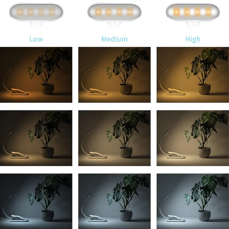 مصباح قراءة كتاب LED قابل للتثبيت مع شحن USB