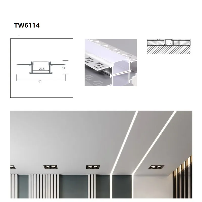 إطار إضاءة LED مخصص من الألمنيوم مع تركيب مخفي لشريط LED للتصميم الداخلي