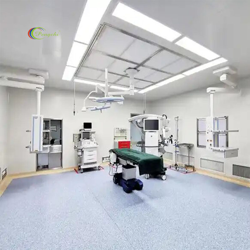 سقف تدفق هواء لاميني في غرفة العمليات المدمجة، تركيب مسطح وبدون فواصل مع سقف معدني