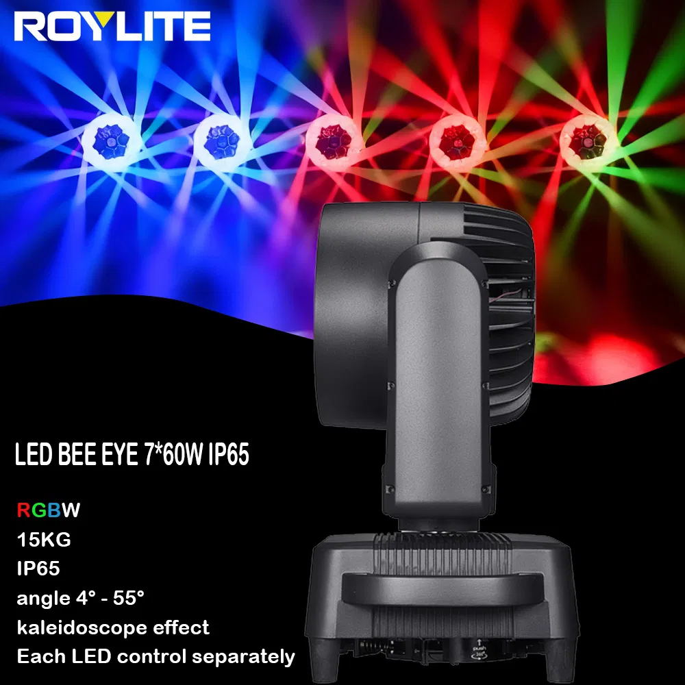 IP65 إضاءة مسرح 7PCS 60W ضوء متحرك بزاوية شعاع وغسل مع تأثير هالة خيط مساعد مدمج