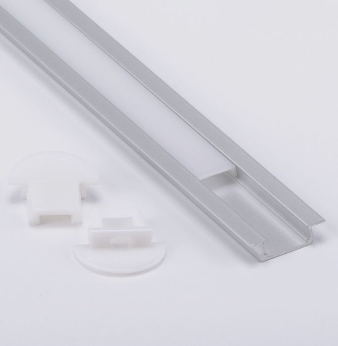نظام قناة ألومنيوم مدمج مع غطاء، وأغطية نهائية، ومشابك تثبيت لتركيبات شرائط LED