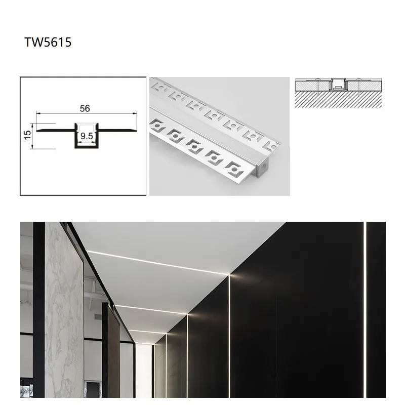 إطار إضاءة LED مخصص من الألمنيوم مع تركيب مخفي لشريط LED للتصميم الداخلي