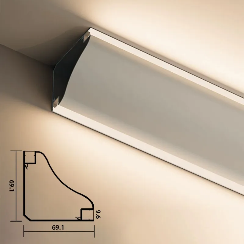 ملف الألمنيوم بزاوية LED لتركيب السقف بسيط وشائع