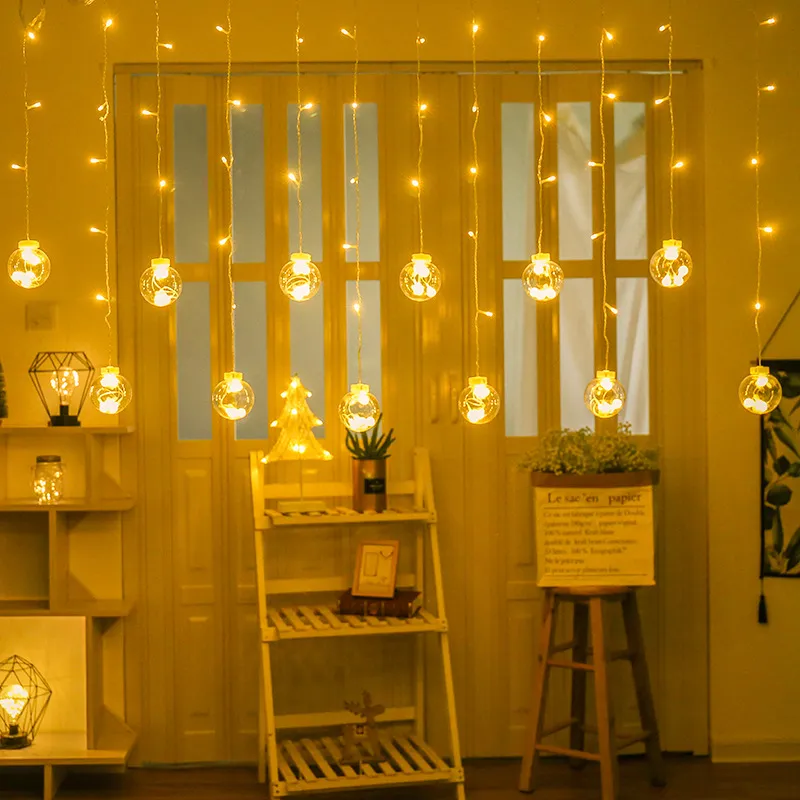 أضواء خيط عيد الميلاد الذكية الشخصية مع ستارة صور دافئة بيضاء 300LED 8 وضع