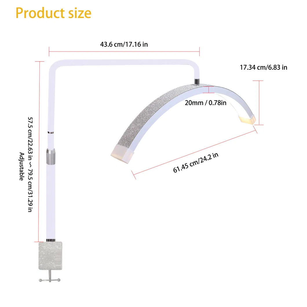 مصباح مكتب للأظافر LED على شكل نصف قمر لمناكير الأظافر والتاتو