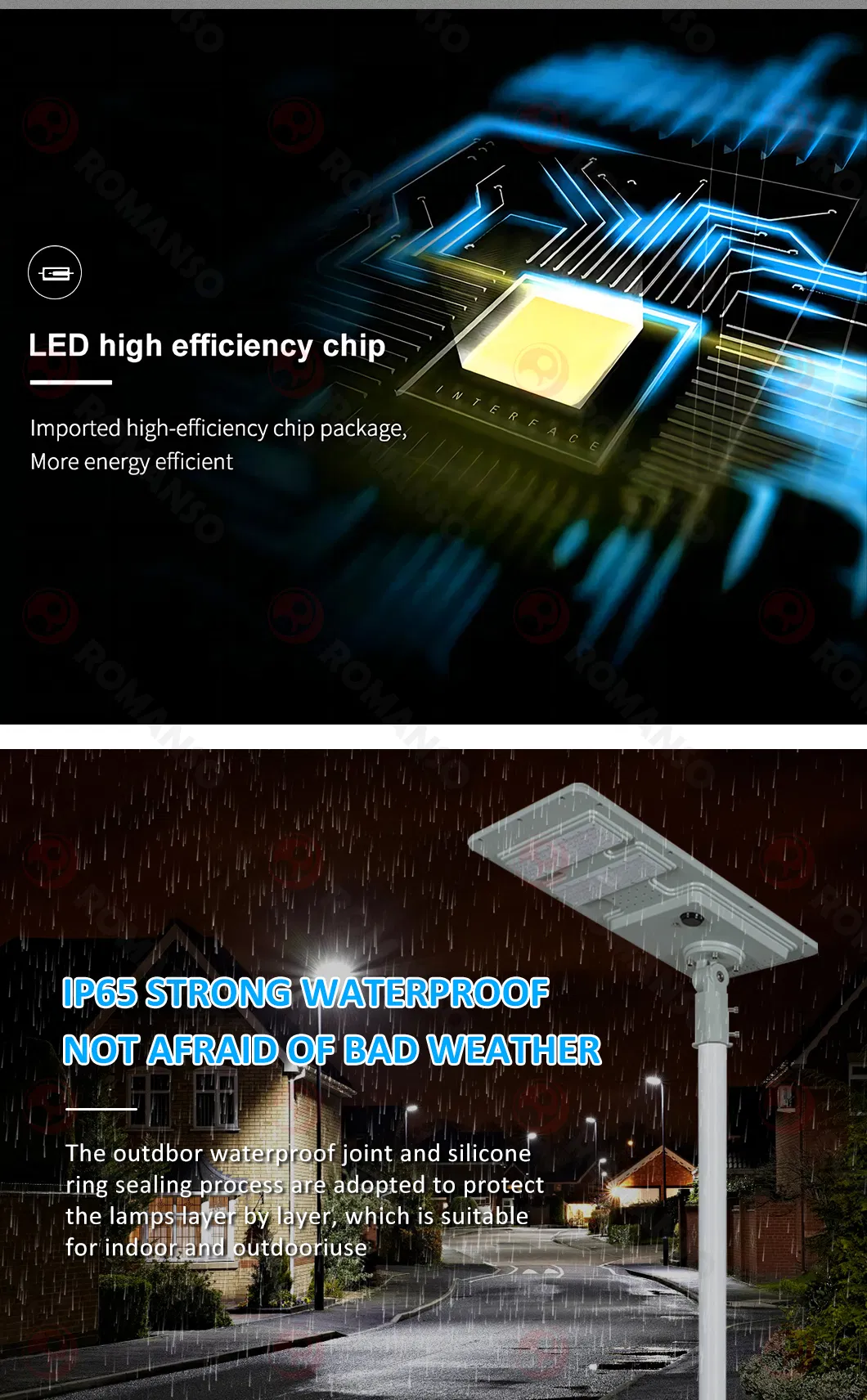 إضاءة شمسية LED عالية اللمعان للمسار