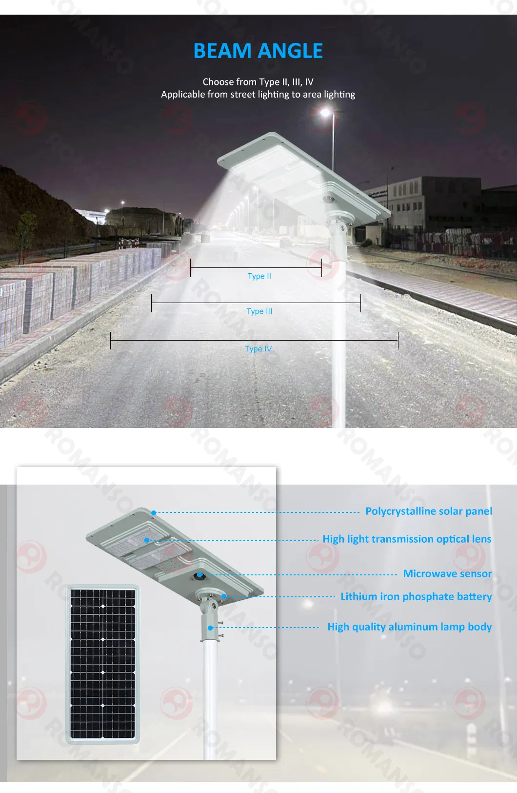 إضاءة شمسية LED عالية اللمعان للمسار