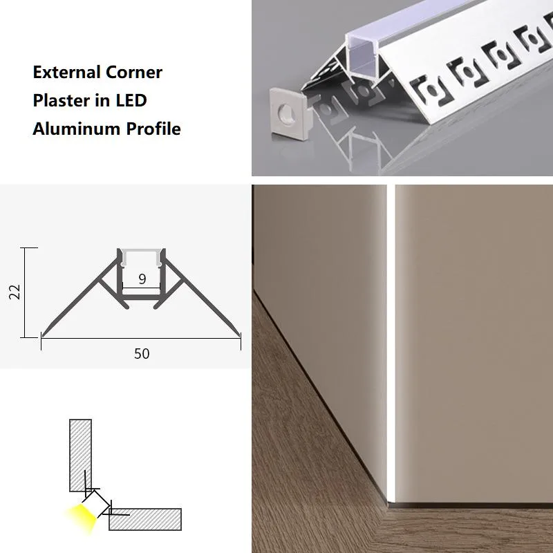 إطار إضاءة LED مخصص من الألمنيوم مع تركيب مخفي لشريط LED للتصميم الداخلي