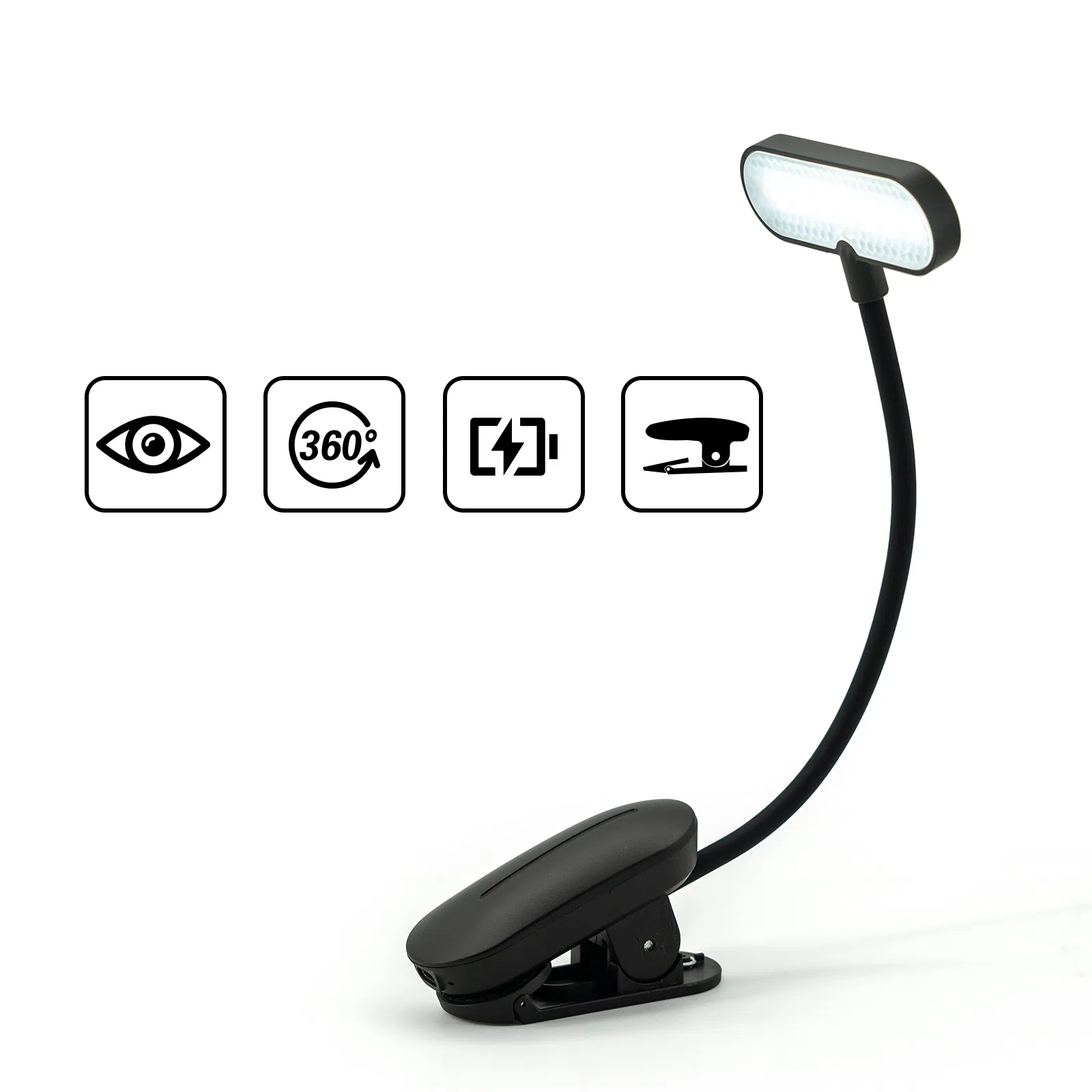 مصباح قراءة كتاب LED قابل للتثبيت مع شحن USB