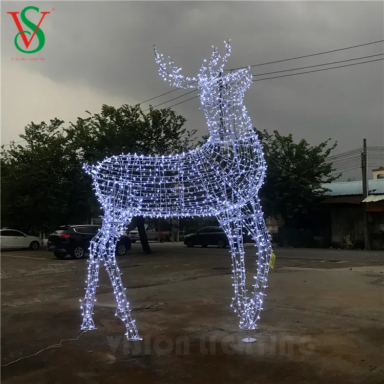 أضواء زينة عيد الميلاد الخارجية على شكل غزال عملاق مضاء بتقنية LED