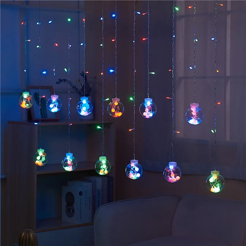 أضواء خيط عيد الميلاد الذكية الشخصية مع ستارة صور دافئة بيضاء 300LED 8 وضع