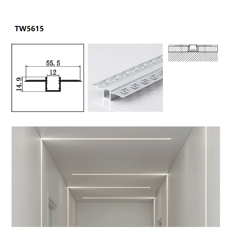 إطار إضاءة LED مخصص من الألمنيوم مع تركيب مخفي لشريط LED للتصميم الداخلي