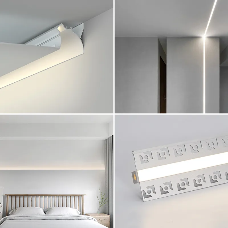 إطار إضاءة LED مخصص من الألمنيوم مع تركيب مخفي لشريط LED للتصميم الداخلي