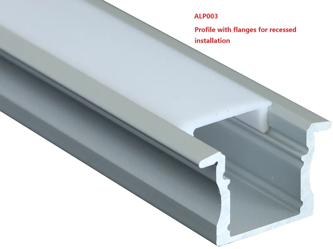 Alp003 غلاف PMMA/PC LED الألمنيوم المدمج لـ 3528SMD 120LED/M شريط LED المرن مع تركيب مدمج